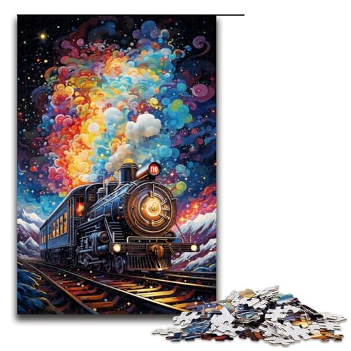 Puzzle für Erwachsene 1000 Teile farbenfrohes psychedelisches Zug-Puzzle Lernspiele für Zuhause DIY-Spielzeug tolles Geschenk für Spiele 1000 Teile (75 x 50 cm) von ouynngjing