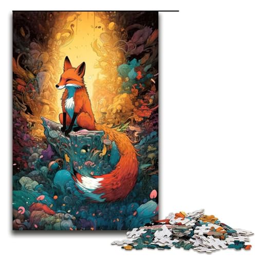 Puzzle für Erwachsene 1000 Teile freundlicher Fuchs Holzpuzzle Lernspiel Herausforderungsspielzeug 1000 Teile (75 x 50 cm) von ouynngjing