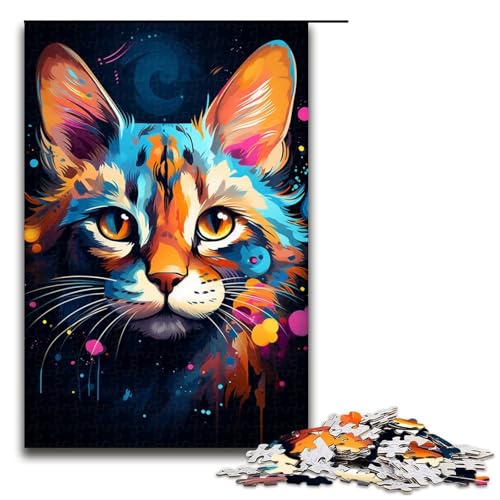 Puzzle für Erwachsene 1000 Teile geheimnisvolle Savannenkatze Lernspiele für Zuhause DIYSpielzeug tolles Geschenk für Spiele 1000 Teile (75 x 50 cm) von ouynngjing