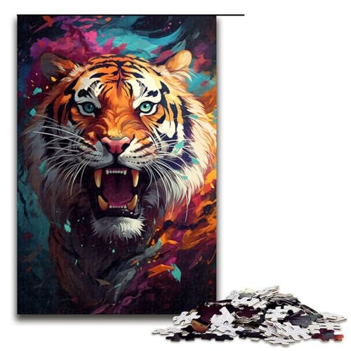 Puzzle für Erwachsene 1000 Teile geheimnisvolles Gemälde TigerPuzzle Lernspiele für Zuhause DIYSpielzeug tolles Geschenk für Spiele 1000 Teile (75 x 50 cm) von ouynngjing