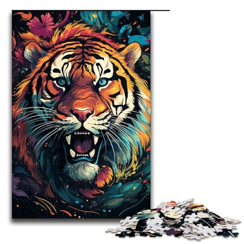 Puzzle für Erwachsene 1000 Teile geheimnisvolles Gemälde Tigerfamilie Holzpuzzle Lernspiel Herausforderungsspielzeug 1000 Teile (75 x 50 cm) von ouynngjing
