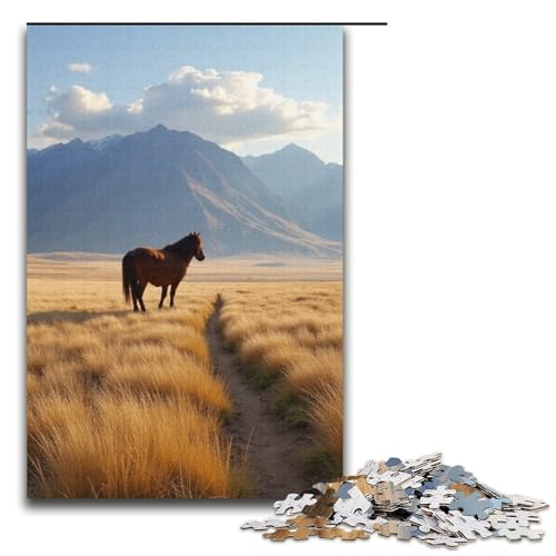 Puzzle für Erwachsene 1000 Teile gelbes Grasland-Puzzle Holzpuzzle Lernspiel Herausforderungsspielzeug 1000 Teile (38 x 26 cm) von ouynngjing