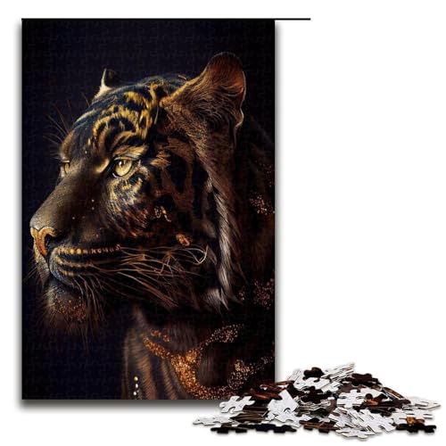 Puzzle für Erwachsene 1000 Teile goldgestreifte Tiger Puzzle Lernspiele für Zuhause DIY Spielzeug tolles Geschenk für Spiele 1000 Teile (75 x 50 cm) von ouynngjing