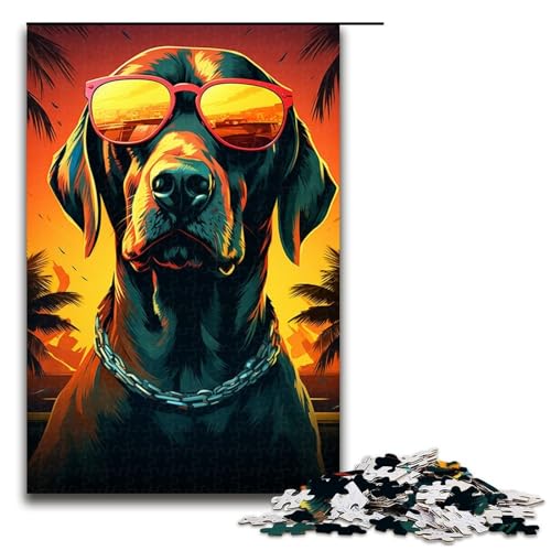 Puzzle für Erwachsene 1000 Teile großer Hund mit Sonnenbrille Puzzlespiele Spielzeug Geschenk geeignet für die Schreibtischdekoration 1000 Teile (75 x 50 cm) von ouynngjing