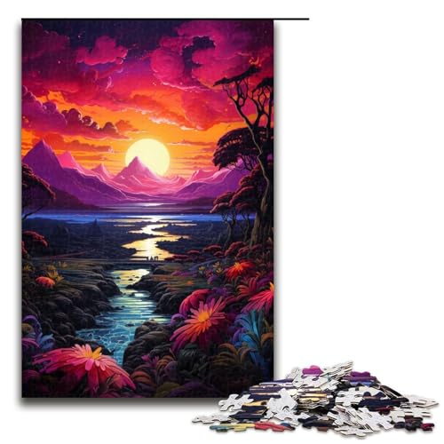 Puzzle für Erwachsene 1000 Teile magische Sonnenuntergangslandschaft Puzzlespiele Spielzeug Geschenk geeignet für die Schreibtischdekoration 1000 Teile (75 x 50 cm) von ouynngjing