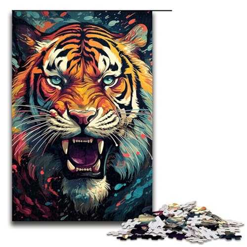 Puzzle für Erwachsene 1000 Teile majestätisches Gemälde Tigerfamilie Holzpuzzle Lernspiel Herausforderungsspielzeug 1000 Teile (75 x 50 cm) von ouynngjing