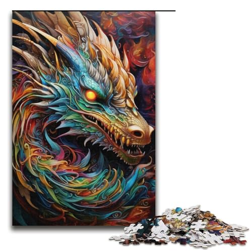 Puzzle für Erwachsene 1000 Teile psychedelische Kunst DrachenPuzzle Lernspiele für Zuhause DIYSpielzeug tolles Geschenk für Spiele 1000 Teile (38 x 26 cm) von ouynngjing