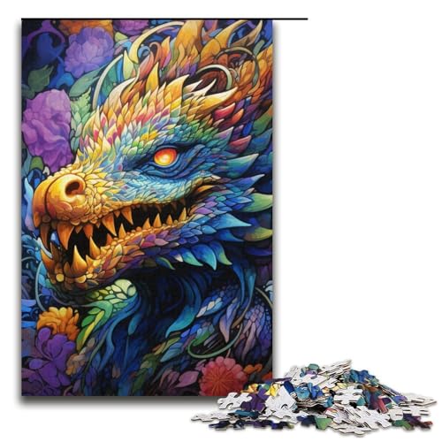 Puzzle für Erwachsene 1000 Teile psychedelische Kunst DrachenPuzzle Lernspiele für Zuhause DIYSpielzeug tolles Geschenk für Spiele 1000 Teile (38 x 26 cm) von ouynngjing