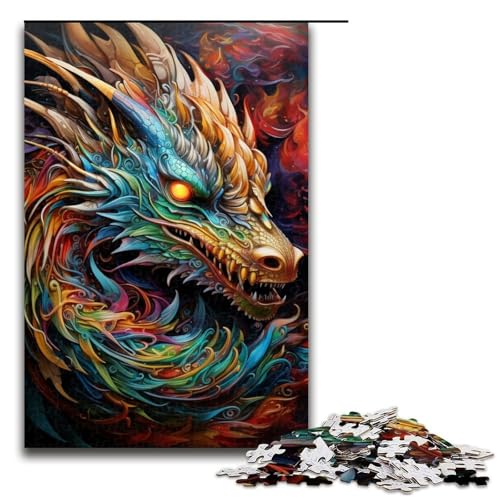 Puzzle für Erwachsene 1000 Teile psychedelische Kunst Drachenmuster Zusammenbau hilft dem Gehirn süchtig machendes Spielzeug zur Förderung der Geduld 1000 Teile (75 x 50 cm) von ouynngjing