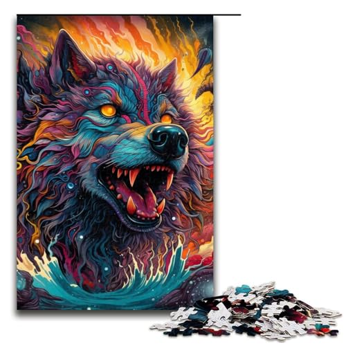 Puzzle für Erwachsene 1000 Teile psychedelische Kunst Wolf Puzzle Spielspielzeug lustig 1000 Teile (75 x 50 cm) von ouynngjing