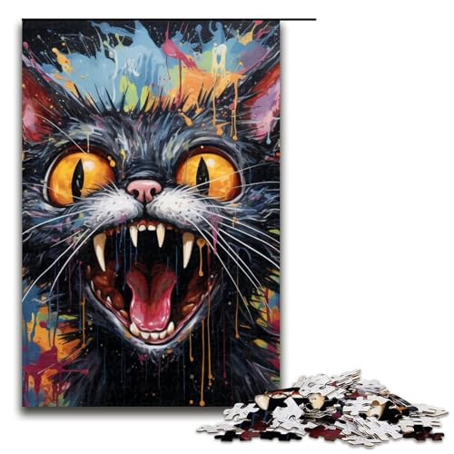 Puzzle für Erwachsene 1000 Teile psychedelische Tierkatze unmögliches Puzzle Familienspiel Stressabbau schwierige Herausforderung 1000 Teile (75 x 50 cm) von ouynngjing