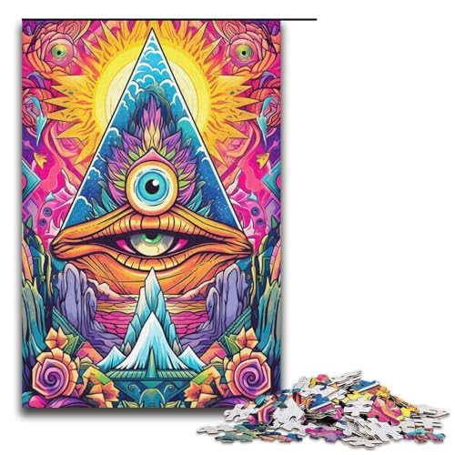 Puzzle für Erwachsene 1000 Teile psychedelisches Holzpuzzle für Kinder Lernspiel 1000 Teile (38 x 26 cm) von ouynngjing
