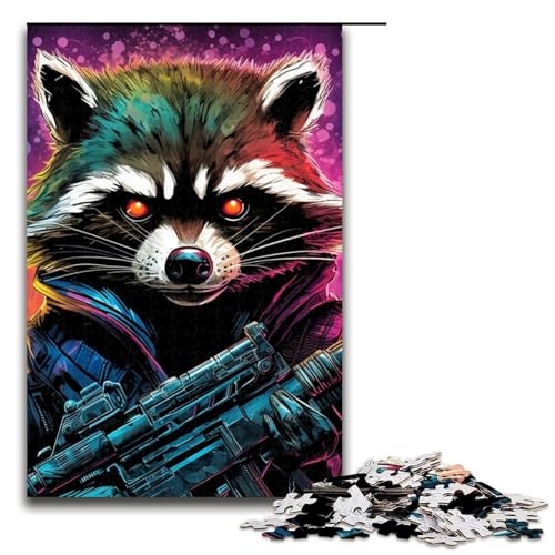 Puzzle für Erwachsene 1000 Teile psychedelisches Tier Waschbär Puzzle Lernspiele für Zuhause DIYSpielzeug tolles Geschenk für Spiele 1000 Teile (75 x 50 cm) von ouynngjing