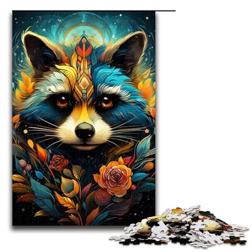 Puzzle für Erwachsene 1000 Teile psychedelisches Tier Waschbär Puzzle Lernspiele für Zuhause DIYSpielzeug tolles Geschenk für Spiele 1000 Teile (75 x 50 cm) von ouynngjing
