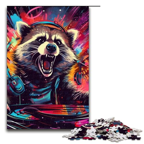 Puzzle für Erwachsene 1000 Teile psychedelisches Tier Waschbär Puzzle Spiele Spielzeug Geschenk geeignet für die Schreibtischdekoration 1000 Teile (75 x 50 cm) von ouynngjing