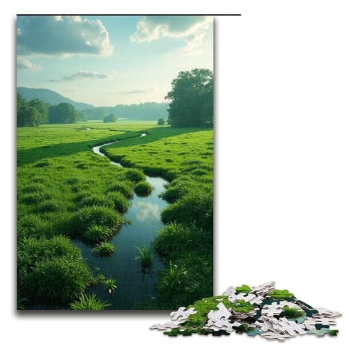 Puzzle für Erwachsene 1000 Teile wassergefüllte Felder Familien-Holzpuzzle Lernspiel Herausforderungsspielzeug 1000 Teile (75 x 50 cm) von ouynngjing