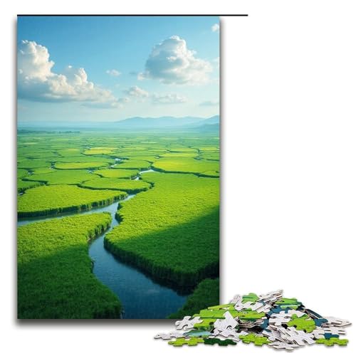 Puzzle für Erwachsene 1000 Teile wassergefüllte Felder Holzpuzzle Lernspiel Herausforderungsspielzeug 1000 Teile (75 x 50 cm) von ouynngjing