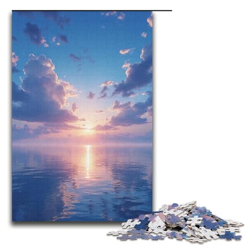 Puzzle für Erwachsene 1000 Teile weiße Wolken grüne Berge und klares Wasser Familien-Holzpuzzle Lernspiel Herausforderungsspielzeug 1000 Teile (38 x 26 cm) von ouynngjing