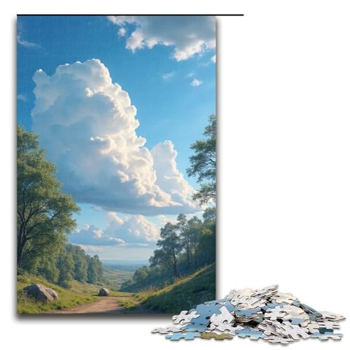 Puzzle für Erwachsene 1000 Teile weiße Wolken grüne Berge und klares Wasser Geburtstagsgeschenk für Teenager ab 14 Jahren 1000 Teile (75 x 50 cm) von ouynngjing