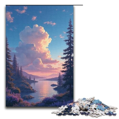 Puzzle für Erwachsene 1000 Teile weiße Wolken grüne Berge und klares Wasser Mustermontage hilft dem Gehirn süchtig machendes Spielzeug zur Förderung der Geduld 1000 Teile (38 x 26 cm) von ouynngjing
