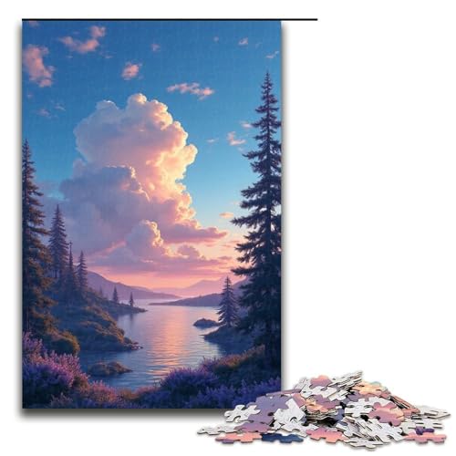 Puzzle für Erwachsene 1000 Teile weiße Wolken grüne Berge und klares Wasser jedes Teil ist einzigartig – anspruchsvolles Familienspiel 1000 Teile (75 x 50 cm) von ouynngjing