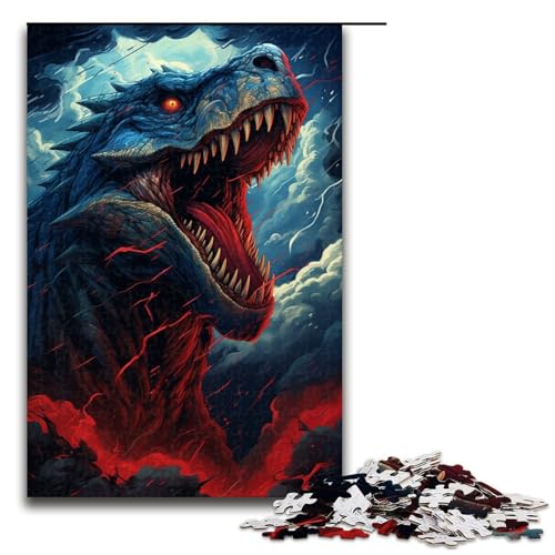 Puzzle für Erwachsene 1000 Teile wütender Tyrannosaurus Rex Holzpuzzle Lernspiel Herausforderungsspielzeug 1000 Teile (75 x 50 cm) von ouynngjing
