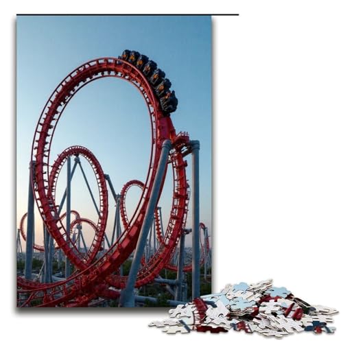 Puzzle für Erwachsene Achterbahn 1000 Teile Holzpuzzle für Kinder ab 12 Jahren Lernspielzeug 1000 Teile (75 x 50 cm) von ouynngjing