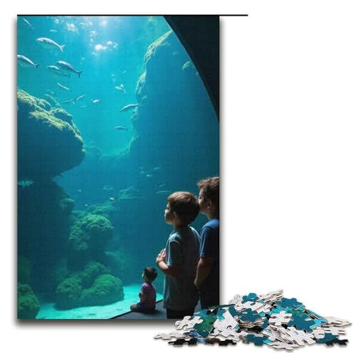Puzzle für Erwachsene Aquarium 1000-teiliges Holzpuzzle für Kinder ab 12 Jahren Lernspielzeug 1000 Teile (38 x 26 cm) von ouynngjing