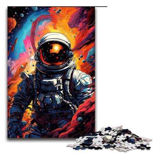 Puzzle für Erwachsene Astronaut auf Weltraumreise 1000teiliges Holzpuzzle für Kinder ab 12 Jahren Lernspielzeug 1000 Teile (75 x 50 cm) von ouynngjing