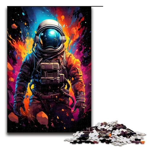 Puzzle für Erwachsene Astronaut im Farbraum 1000 Teile Holzpuzzle für Erwachsene und Kinder ab 12 Jahren 1000 Teile (75 x 50 cm) von ouynngjing