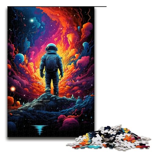 Puzzle für Erwachsene Astronaut im Farbraum 1000teiliges Holzpuzzle für Familienspiele 1000 Teile (75 x 50 cm) von ouynngjing
