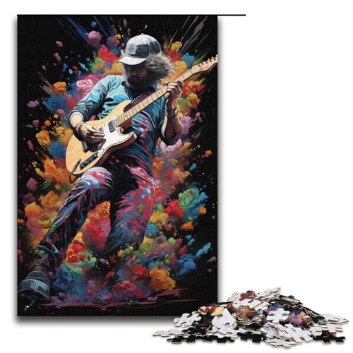 Puzzle für Erwachsene Astronaut spielt Gitarre 1000 Teile Holzpuzzle für Kinder ab 12 Jahren Lernspielzeug 1000 Teile (38 x 26 cm) von ouynngjing