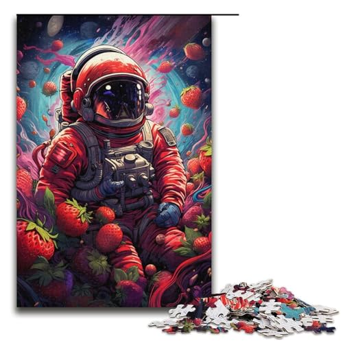 Puzzle für Erwachsene Astronaut unter Blumen 1000-teiliges Holzpuzzle für Kinder ab 12 Jahren Lernspielzeug 1000 Teile (38 x 26 cm) von ouynngjing