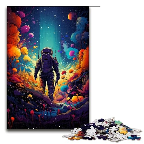 Puzzle für Erwachsene Astronauten Spielen im farbenfrohen Weltraum 1000teiliges Holzpuzzle für Kinder ab 12 Jahren Lernspielzeug 1000 Teile (75 x 50 cm) von ouynngjing