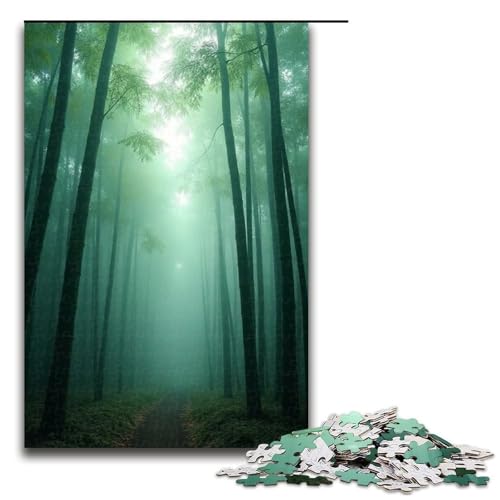 Puzzle für Erwachsene Bambuswald Nebel 1000 Teile Holzpuzzle für Kinder ab 12 Jahren Heimdekoration 1000 Teile (75 x 50 cm) von ouynngjing