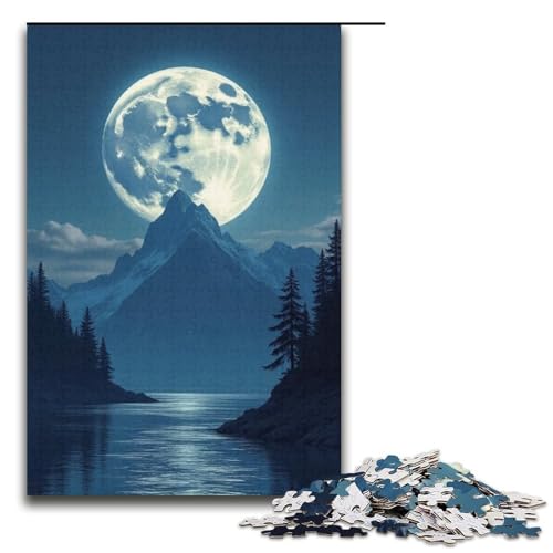 Puzzle für Erwachsene Berg-Mond-Haken 1000-teiliges Holzpuzzle für Familienspiele 1000 Teile (38 x 26 cm) von ouynngjing