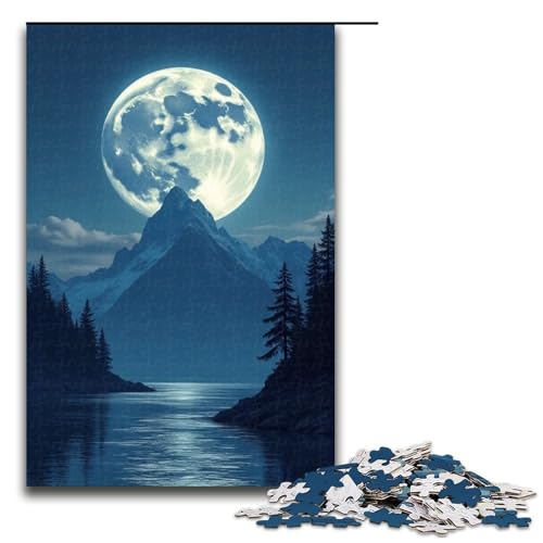 Puzzle für Erwachsene Berg-Mond-Haken 1000-teiliges Holzpuzzle für Kinder ab 12 Jahren Lernspielzeug 1000 Teile (75 x 50 cm) von ouynngjing
