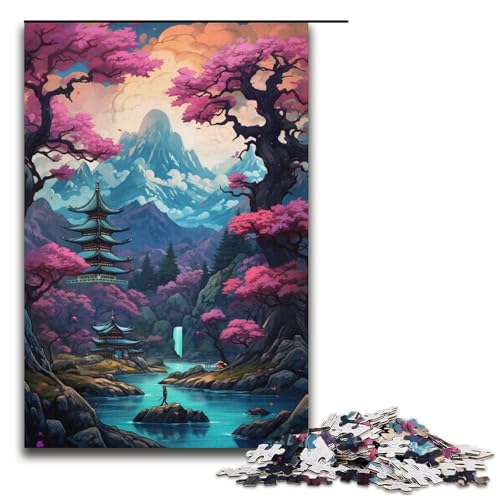 Puzzle für Erwachsene Berg im asiatischen Stil 1000 Teile Holzpuzzle für Erwachsene und Kinder ab 12 Jahren 1000 Teile (38 x 26 cm) von ouynngjing