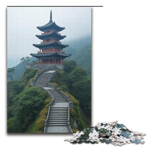 Puzzle für Erwachsene Bergpavillon 1000 Teile Holzpuzzle für Erwachsene und Kinder ab 12 Jahren Lernspielzeug 1000 Teile (38 x 26 cm) von ouynngjing