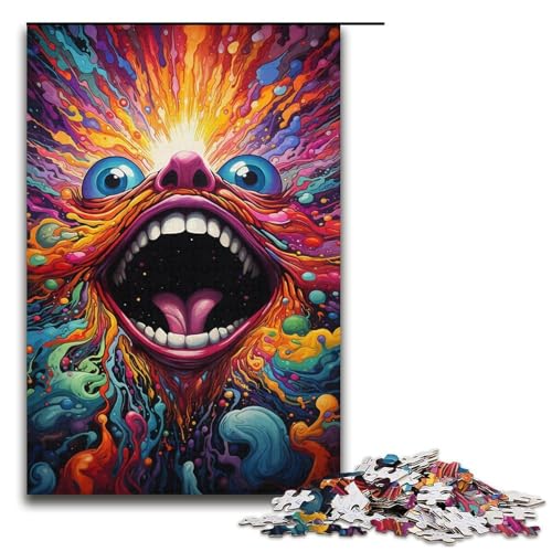 Puzzle für Erwachsene Bizarre Bunte Monster 1000-teiliges Holzpuzzle für Erwachsene und Kinder ab 12 Jahren 1000 Teile (38 x 26 cm) von ouynngjing