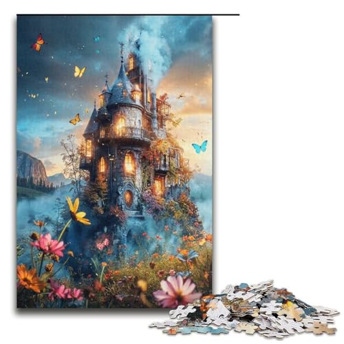 Puzzle für Erwachsene Blumenschloss 1000 Teile Holzpuzzle für Erwachsene und Kinder ab 12 Jahren Lernspielzeug 1000 Teile (38 x 26 cm) von ouynngjing