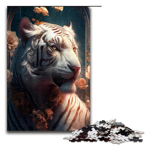 Puzzle für Erwachsene Blumentiger 1000 Teile Holzpuzzle für Kinder ab 12 Jahren anspruchsvolles Spiel 1000 Teile (75 x 50 cm) von ouynngjing