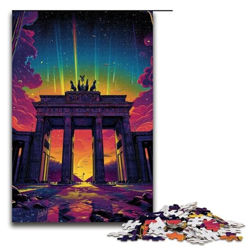 Puzzle für Erwachsene Brandenburger Tor Deutschland 1000-teiliges Holzpuzzle für Kinder ab 12 Jahren Lernspielzeug 1000 PCS (75 x 50 cm) von ouynngjing