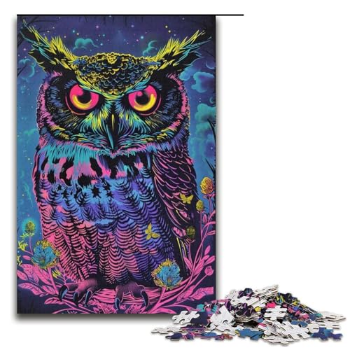 Puzzle für Erwachsene Bunte Eule 1000 Teile Holzpuzzle für Erwachsene und Kinder ab 12 Jahren Lernspielzeug 1000 Teile (38 x 26 cm) von ouynngjing