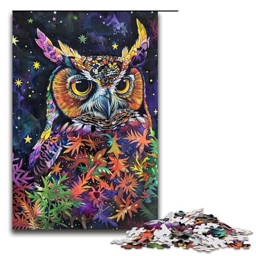 Puzzle für Erwachsene Bunte Eule 1000 Teile Holzpuzzle für Familienspiele 1000 Teile (75 x 50 cm) von ouynngjing