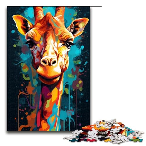 Puzzle für Erwachsene Bunte Giraffe 1000 Teile Holzpuzzle für Erwachsene und Kinder ab 12 Jahren Lernspielzeug 1000 Teile (75 x 50 cm) von ouynngjing