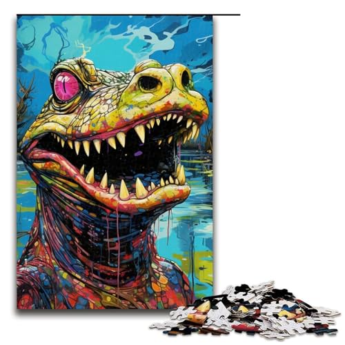 Puzzle für Erwachsene Bunte Nilkrokodile 1000 Teile Holzpuzzle für Erwachsene und Kinder ab 12 Jahren Lernspielzeug 1000 Teile (75 x 50 cm) von ouynngjing