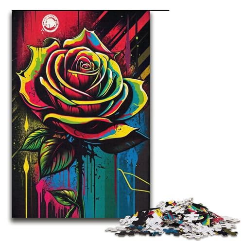 Puzzle für Erwachsene Bunte Rosen 1000 Teile Holzpuzzle für Kinder ab 12 Jahren Lernspielzeug 1000 Teile (38 x 26 cm) von ouynngjing