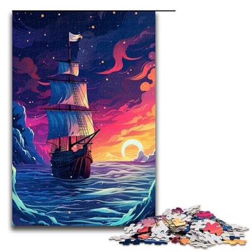 Puzzle für Erwachsene Bunte Schiffe 1000teiliges Holzpuzzle für Familienspiele 1000 PCS (75 x 50 cm) von ouynngjing