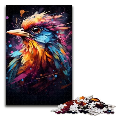 Puzzle für Erwachsene Bunte Zeichnung eines Spechts 1000-teiliges Holzpuzzle für Kinder ab 12 Jahren Lernspielzeug 1000 Teile (75 x 50 cm) von ouynngjing